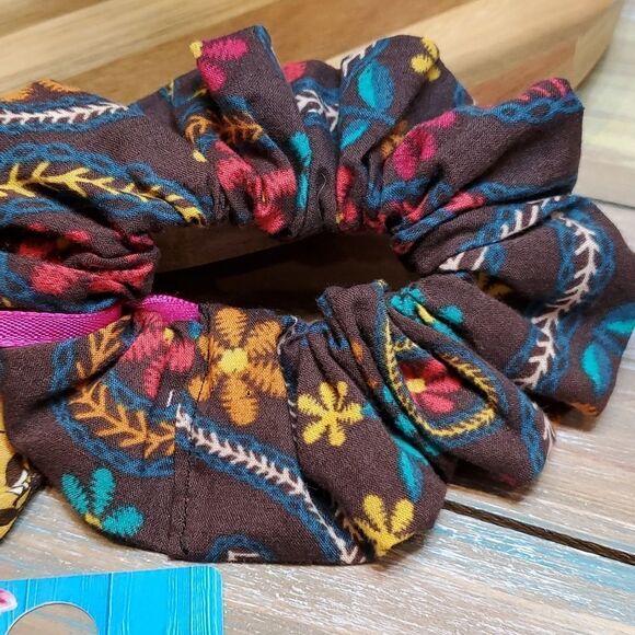 #6 Two Upcycled BoHo Floral Coordinating Hair Scrunchie Adult Handmade - Picture 3 of 3